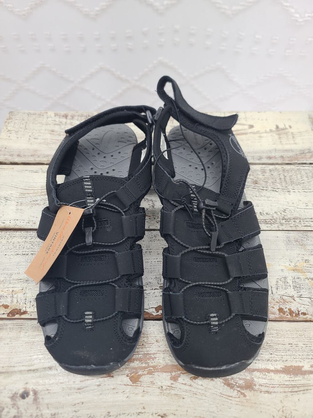 Weatherproof Vintage Men's Forest Fisherman Sandals Size 11M Black leather